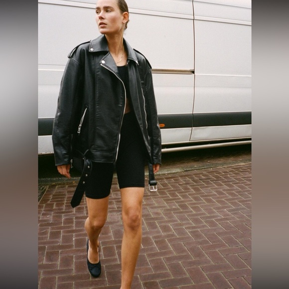Zara Oversized faux leather biker jacket - Picture 6 of 6